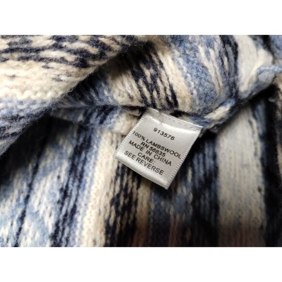 Cabelas Sweater Adult Large‎ Blue 100 % Lambswool Wool Fair Isle V Neck Soft - Picture 3 of 7
